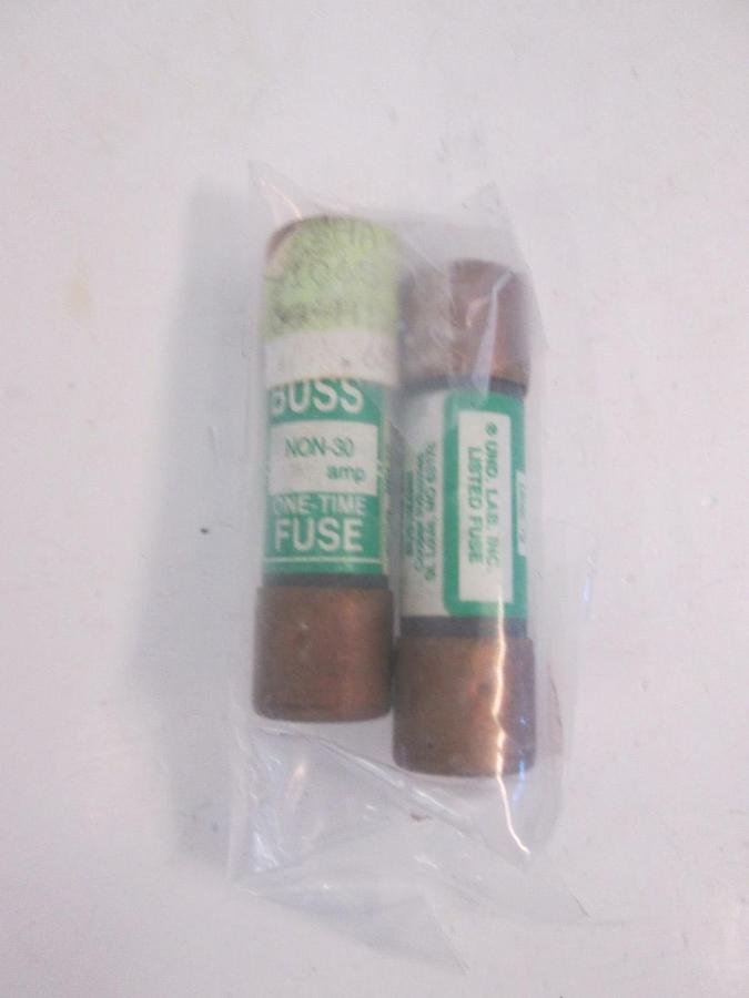 Used Bussmann Non 30 One Time Fuse, 30A, Lot of 2