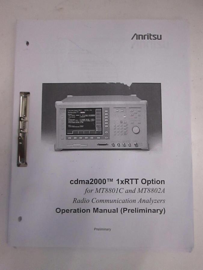 Used Anritsu cdma2000, 1xRTT Option Preliminary Operating Manual, Used