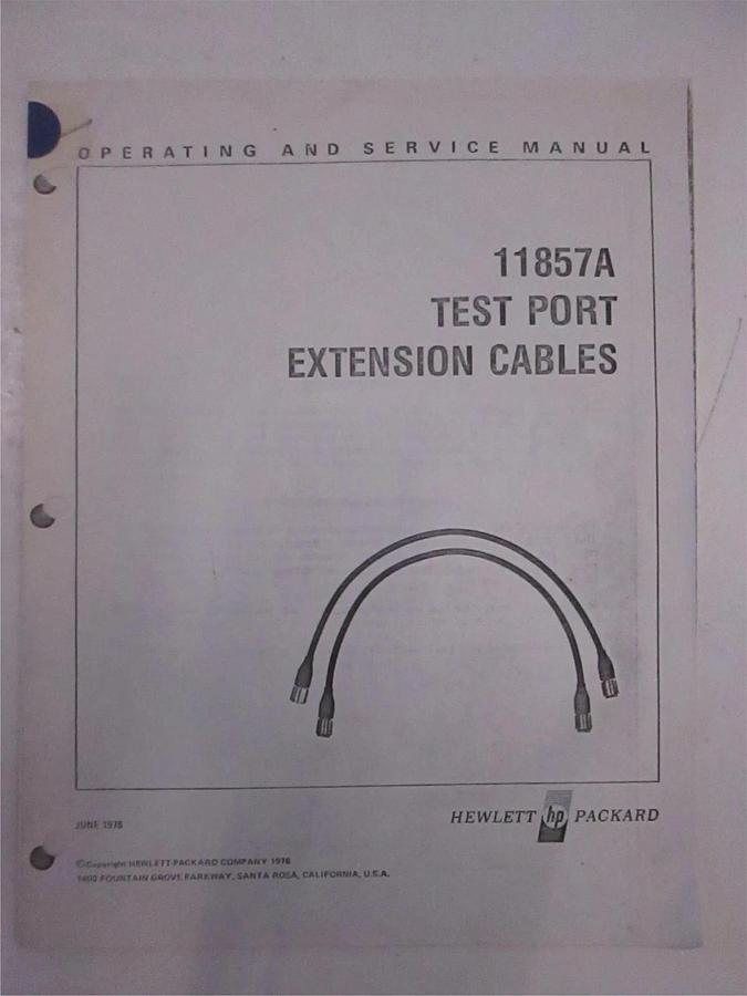 Used HP Model 11857A Test Port Extension Cables Operating and Service Manual, Used