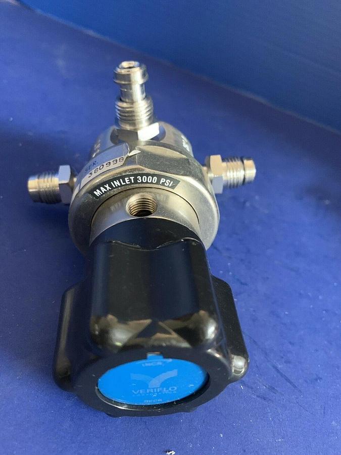 Used Veriflo TDR450W3PVSM Tied Diaphragm Regulator, 3000 psi, 3 Ports, Used