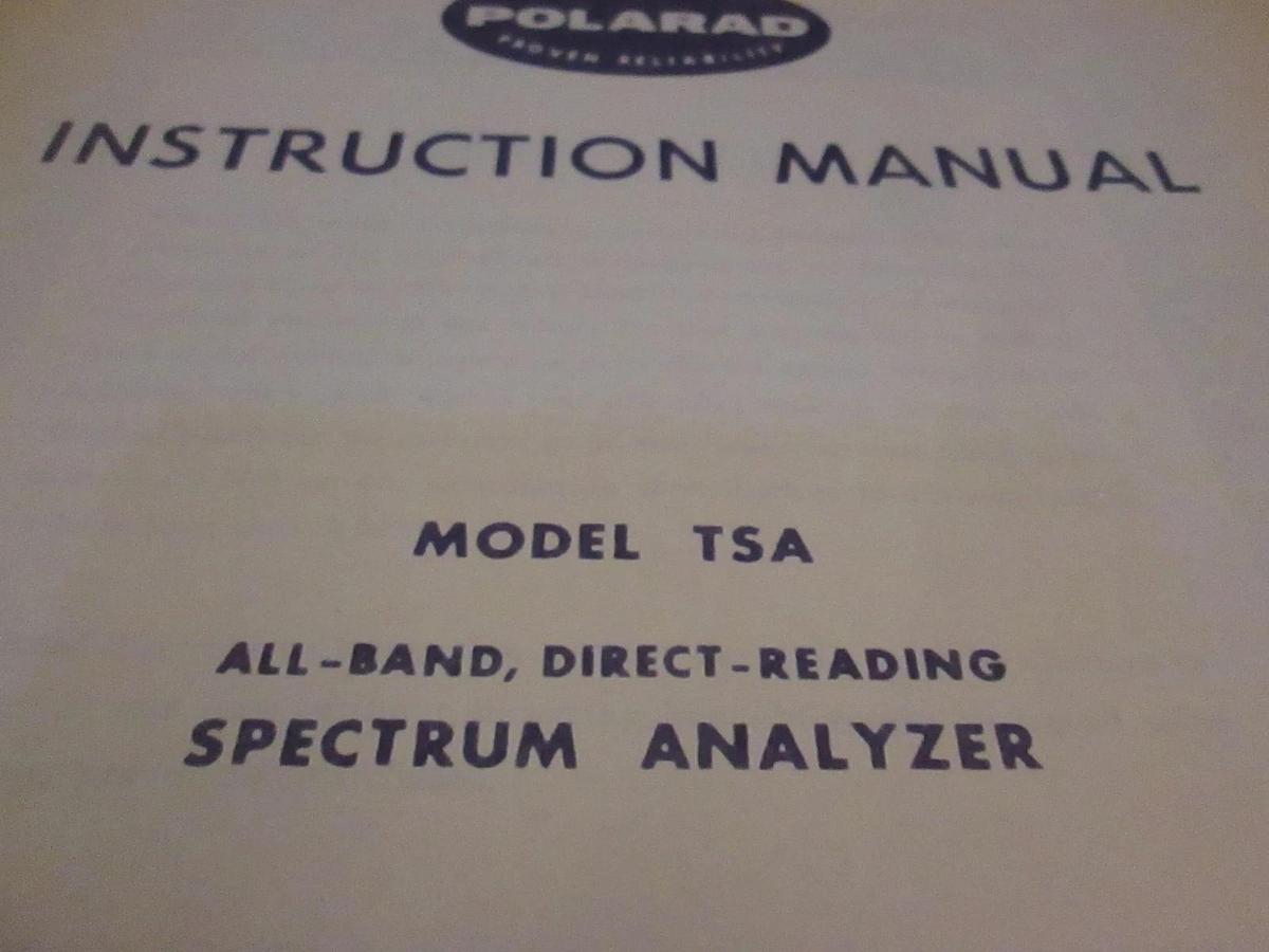 Used Polarad Model TSA Spectrum Analyer Instruction Manual, Used
