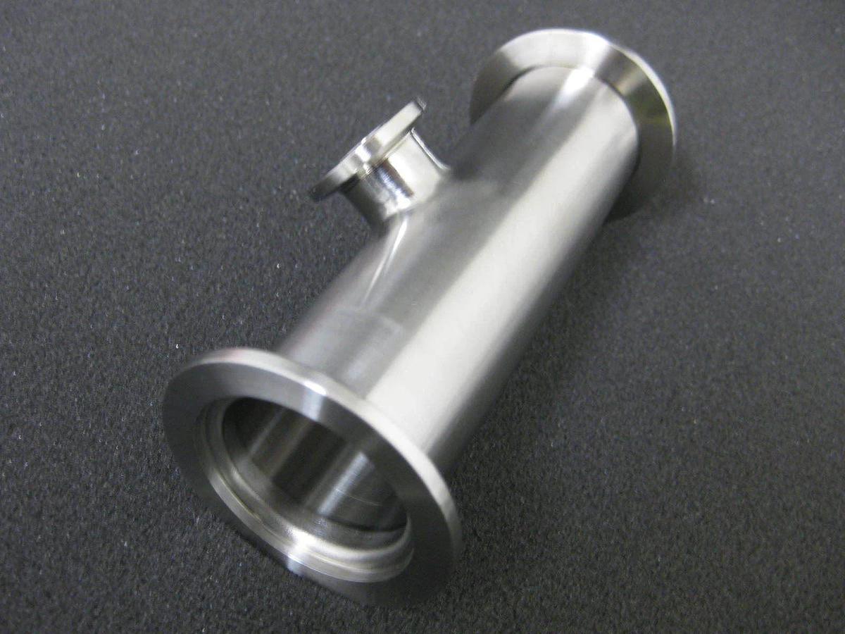 Stainless Steel Vacuum Tube Weldment, TEE NW40 Flange and NW16 Flange, New