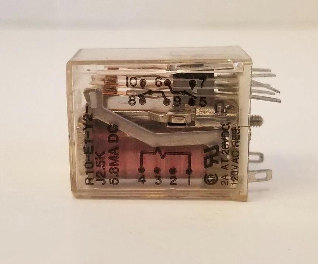 Used POTTER & BRUMFIELD R10-E1-Y2-J2.5K Relay, 2A, 28 VDC, Lot of 2