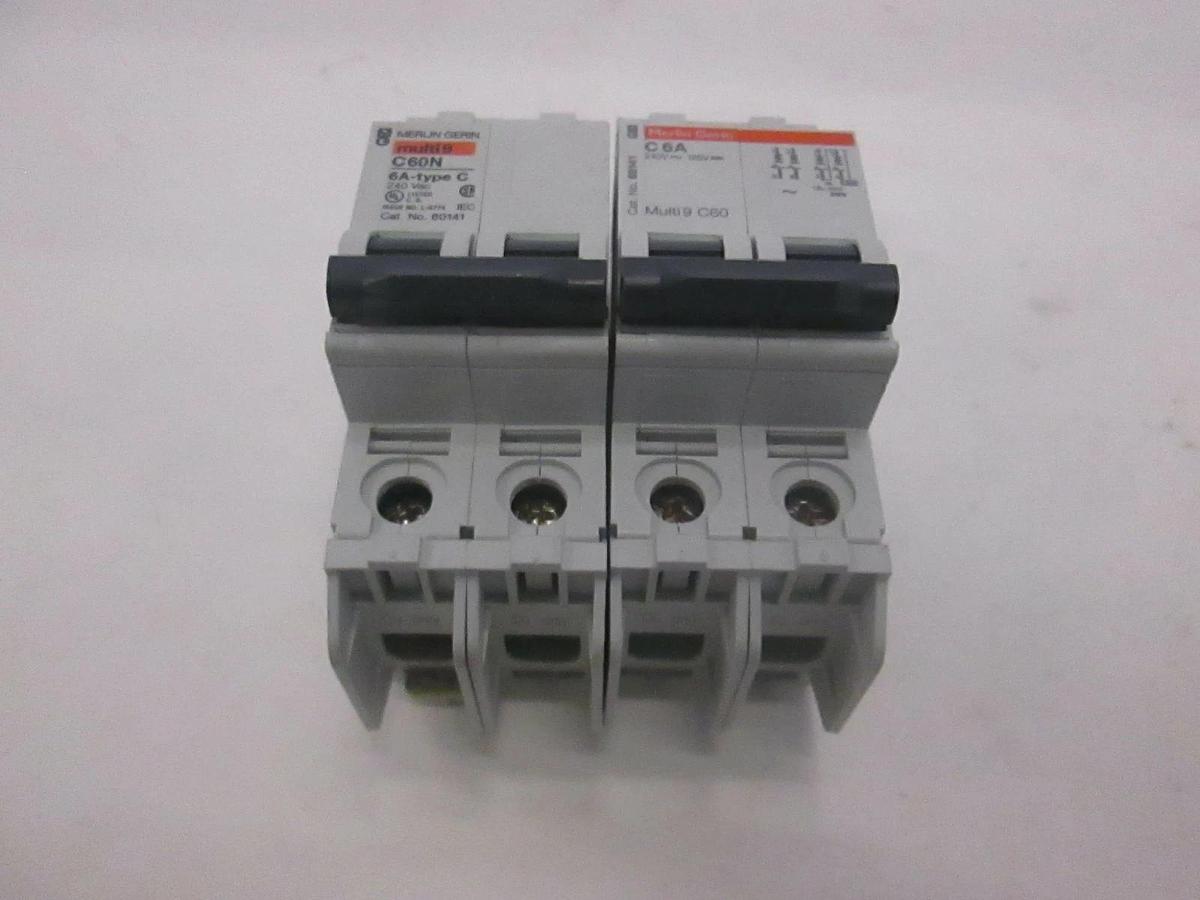 Used Merlin Gerin, Multi9 C60N and C6A, Circuit Breaker, Used, Lot of 2