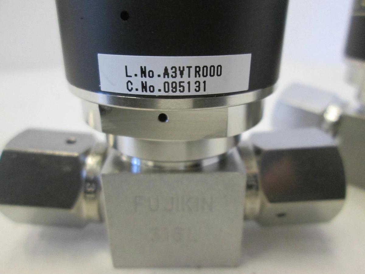 Used Fujikin, O.P. .4-.6 MPa Pneumatic Valve, N.C, 316L, Used, Lot of 3