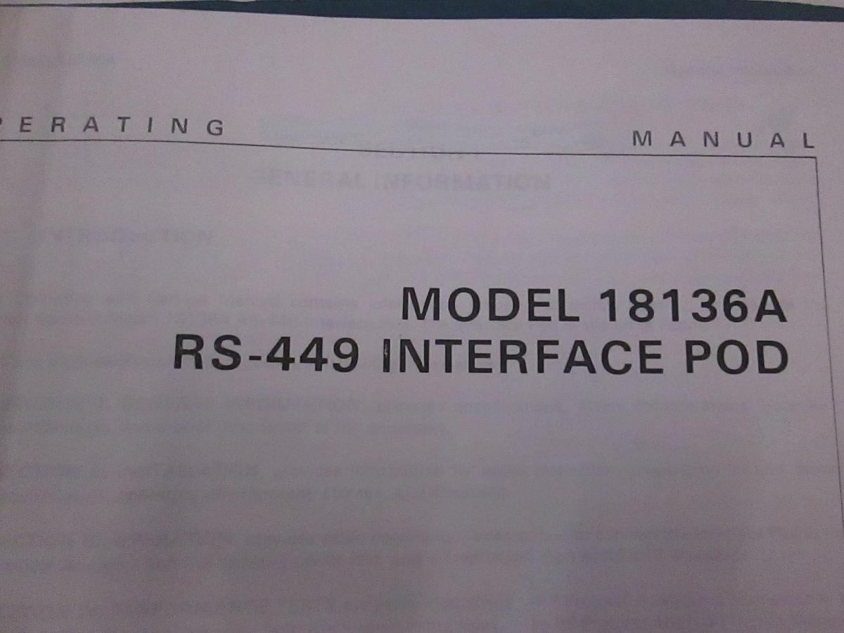 Used HP 18136A RS-449 Interface Pod Operating Manual, Used