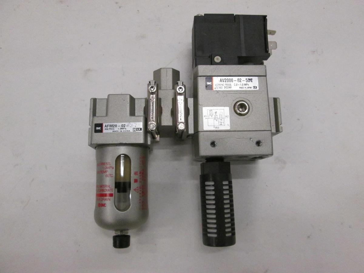 Used SMC, AV2000-02-5DZ, AFM20-02, Mist Separator and Valve Assy, Used