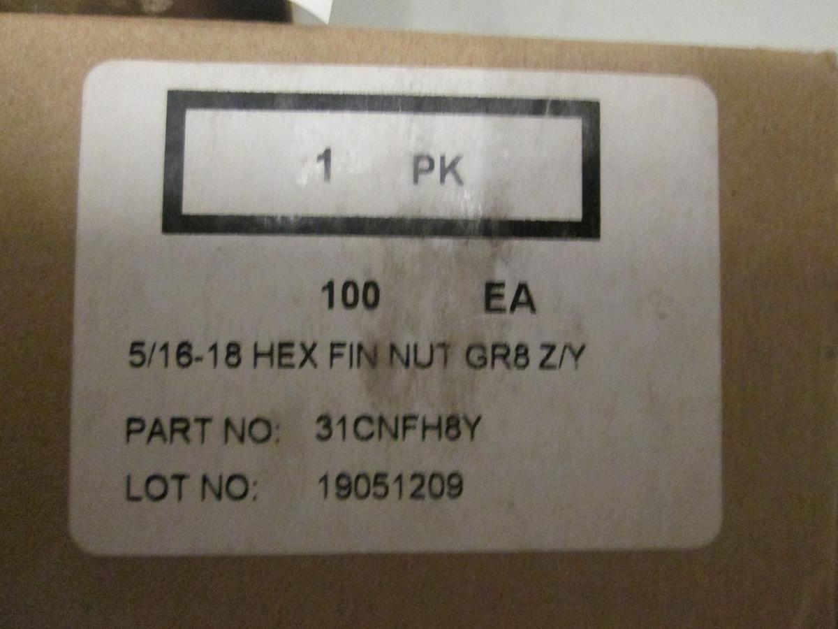 31CNFH8Y, 5/16- 18 Grade 8 Coarse Thread Finished Hex Nut Zinc Yllw, Lot of 200