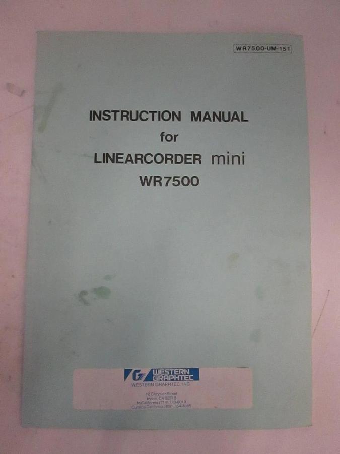 Used Linearcorder Mini WR7500 Instruction Manual, Used