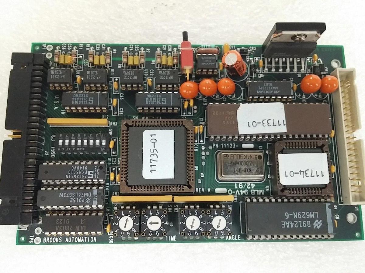 Used Brooks Automation pn 11123 PCB Assembly, Used with 3 programmed chips