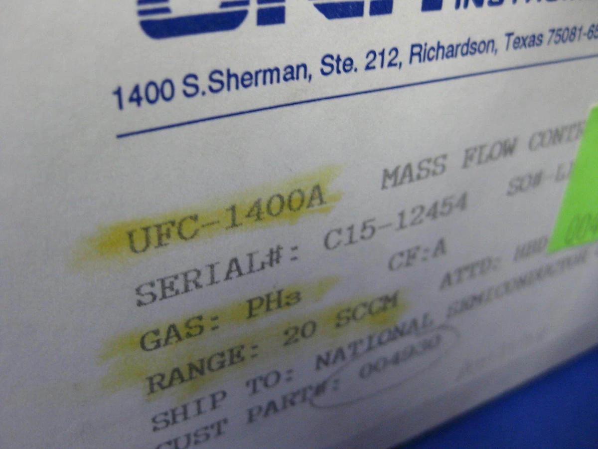 Used Unit UFC-1400A Mass Flow Controller, PH3, 20 SCCM, Refurbished