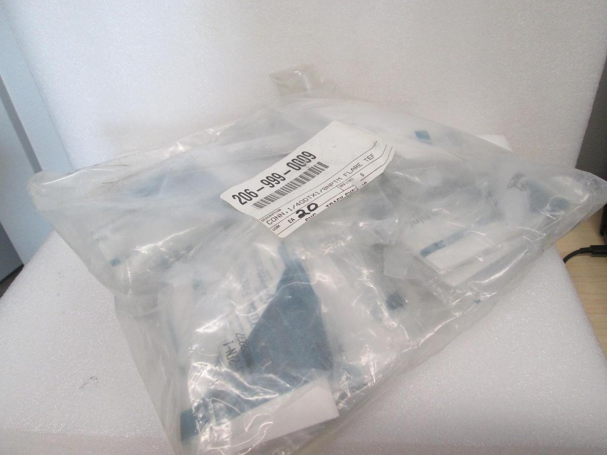 Entegris, Conn, 1/4ODTX1/8NPTM Flare Teflon, 206-999-0009, New, Lot of 20