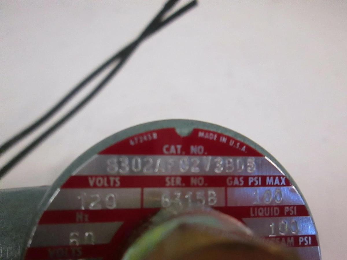 Used Asco S302A Solenoid Valve, 120V, 100PSI, Used