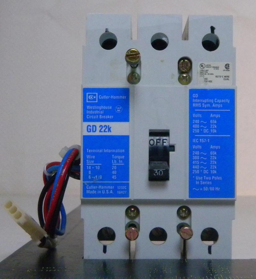 Used Cutler Hammer GD 22K Circuit Breaker 30A