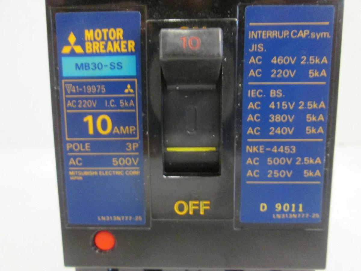 Used Mitsubishi Motor Breaker MB30-SS 10A, 3 Pole, 500V Used