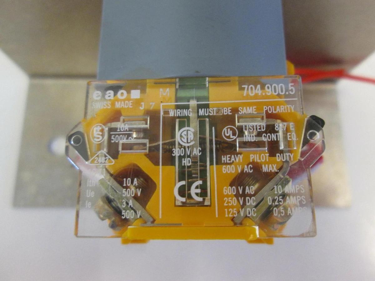 Used EAO Contact Block With Red Stop Button, 704.900.5