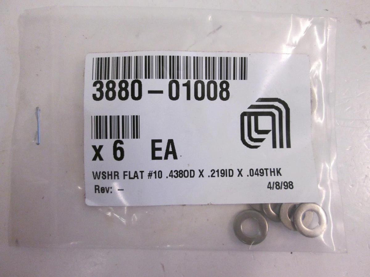 Used AMAT 3880-01008 Flat Washer .438OD x .219ID x .049THK, Lot of 6