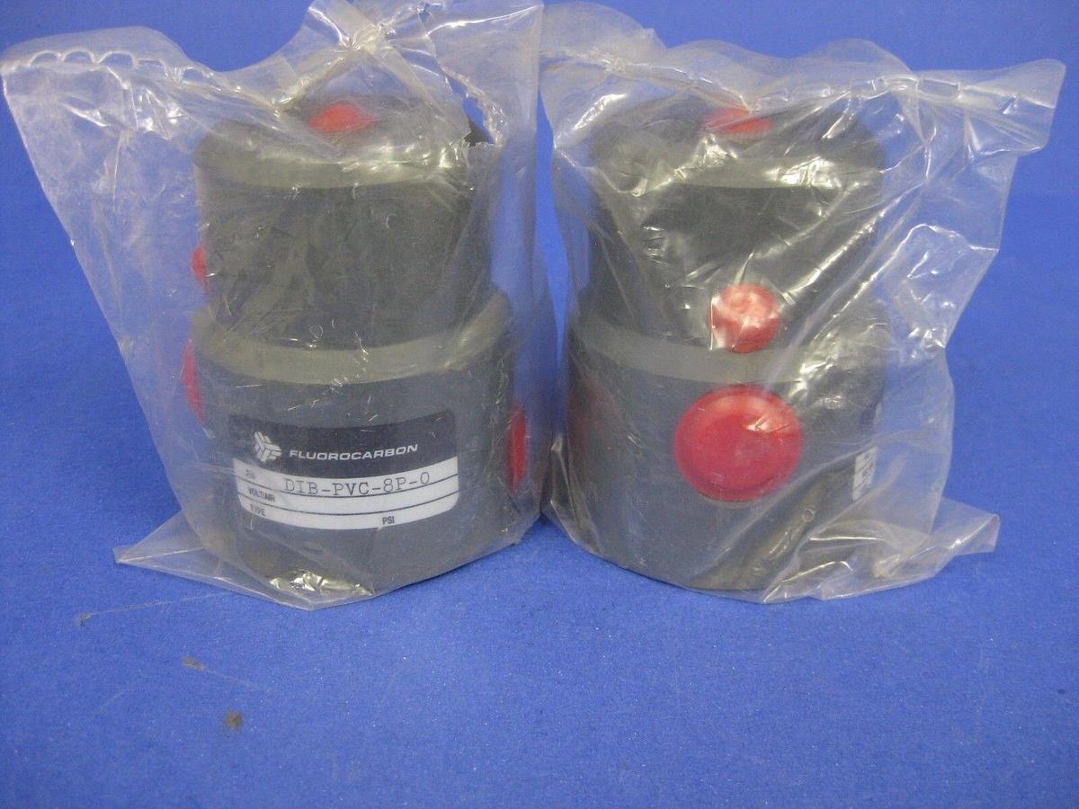 Fluorocarbon DIB-PVC-8P-O Pneumatic Valve, Normally Open - LOT of 2 New