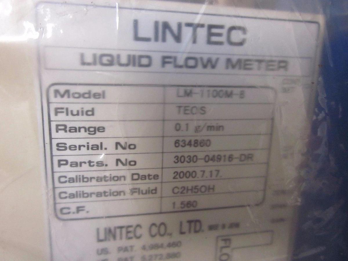 Lintec LM-1100M-8 Liquid Flow Meter, TEOS, 0.1g/min, New