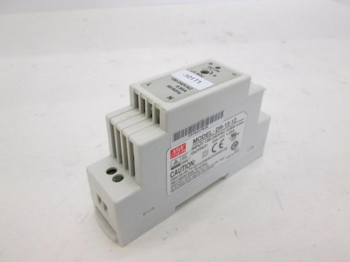 Used Mean Well, 100-240VAC Power Supply, DR-15-12, Used