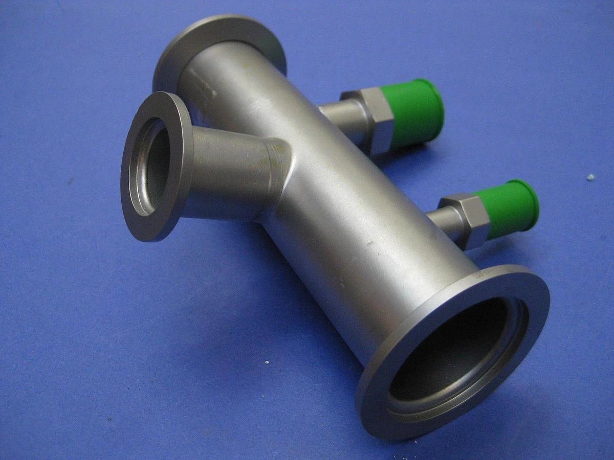 Stainless Steel Vacuum Tube TEE, NW40 Flanges and NW25 Reducer w/ Ports, New