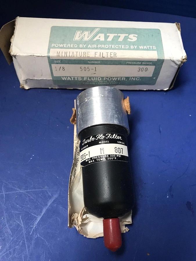 WATTS Miniature Filter 505-1, 300 psi, 1/8", Metal Bowl, New