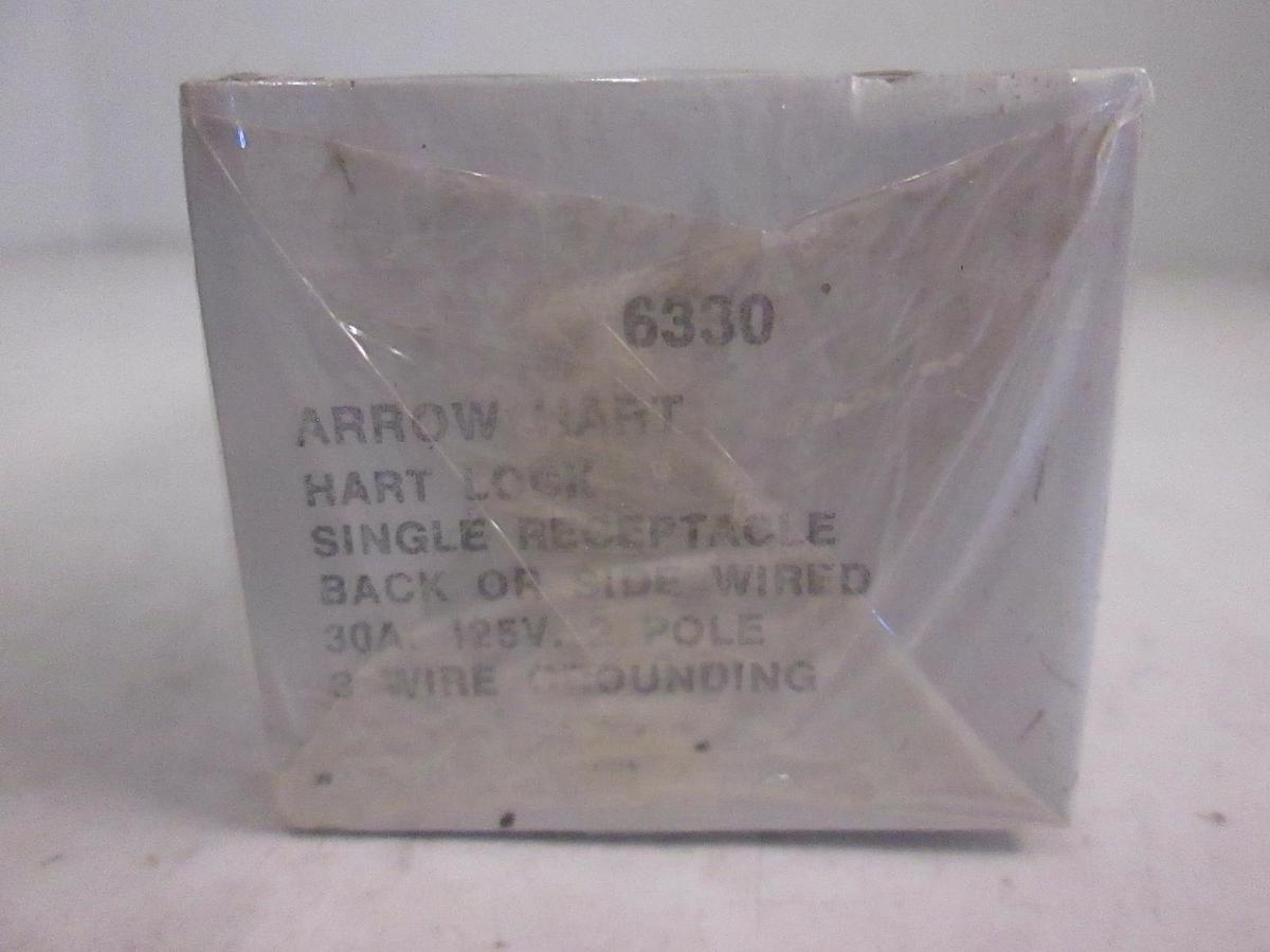 Used Arrow Hart, 6330 Single Locking Receptacle, 2 Pole, 3 Wire, New