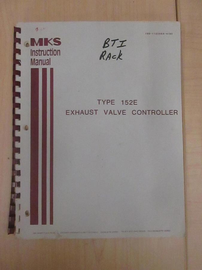 Used MKS Type 152E Exhaust Valve Controller, 195-112358A-4/90, Used