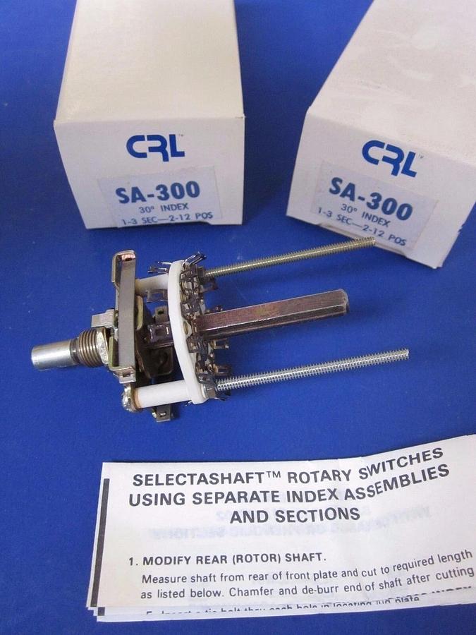 CRL Selectashaft Rotary Switch SA-300, 1-3 Section, 2-12 Positions, LOT of 2 NEW