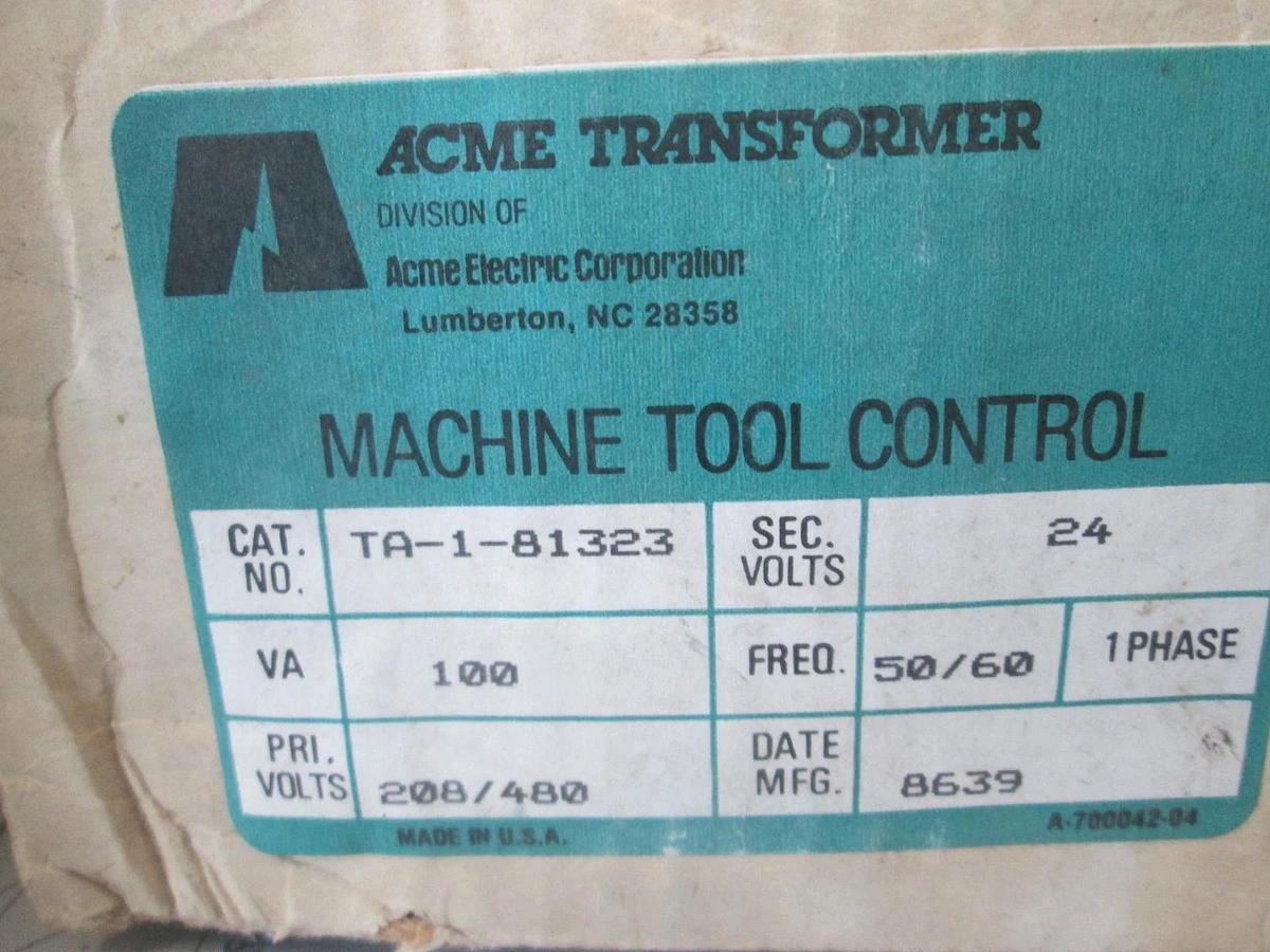 Used ACME Transformer, TA-1-81323, Power Transformer, 24V, 100VA, New