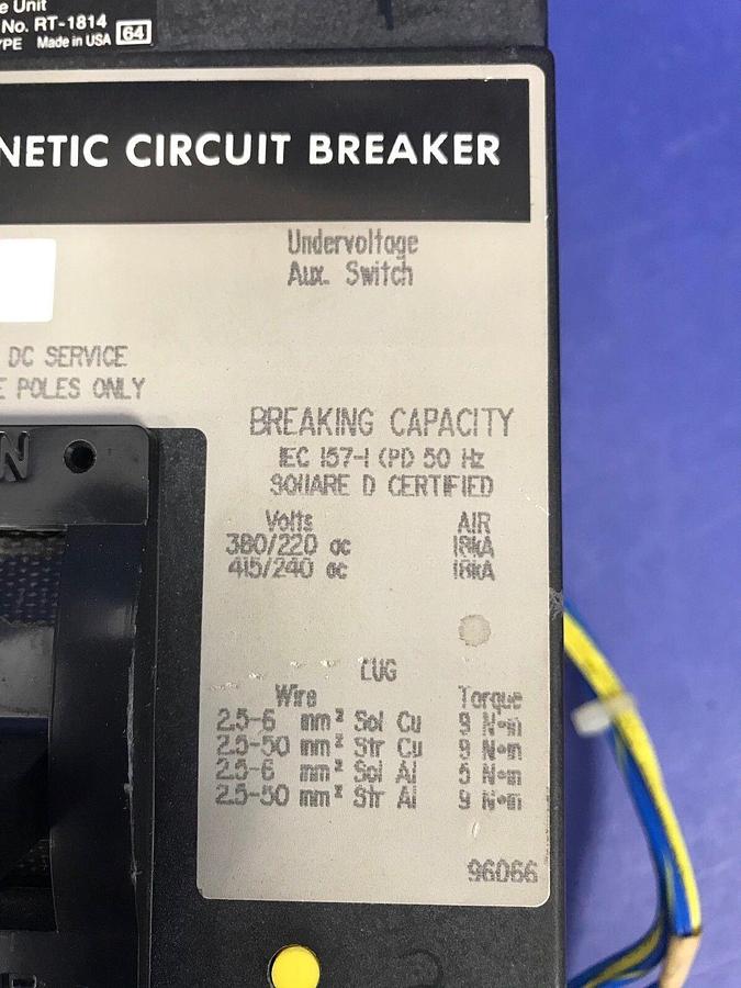 Used Square D FAL340601595 Thermal-Magnetic Circuit Breaker, 60A, Used