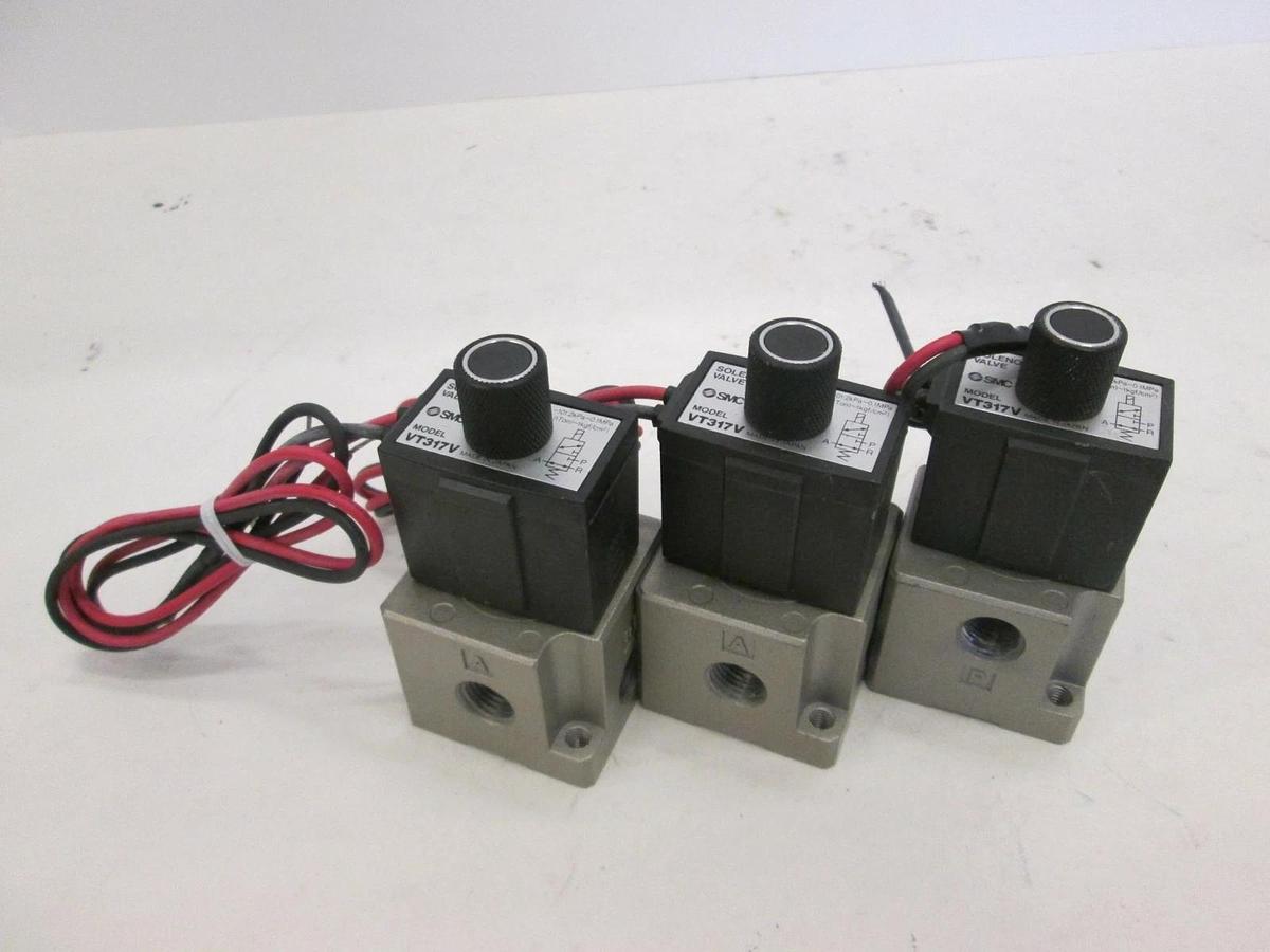 Used SMC, VT317V, Solenoid Valve, Used, Lot of 3