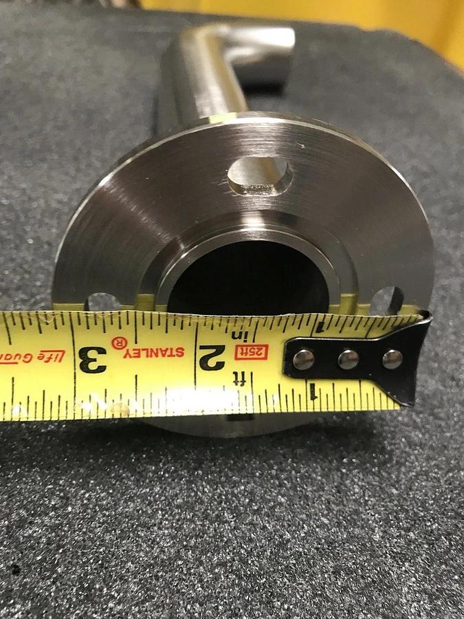 SS Vacuum 1.5"ID x 11"L Pipe Elbow, 3.125" CF Adapter x Butt Weld, New