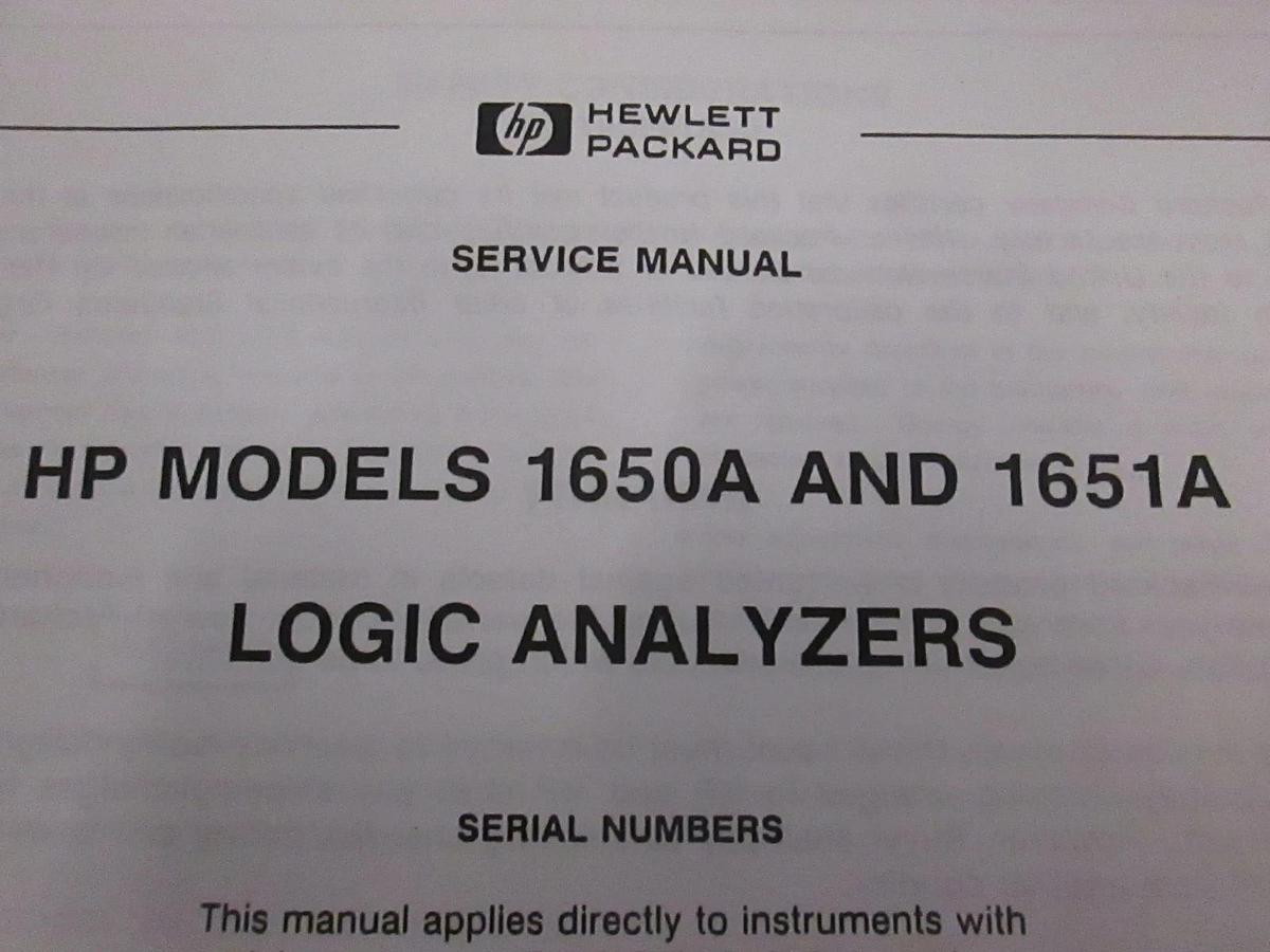 Used HP 1650A and 1651A Logic Analyzers Service Manual, Used