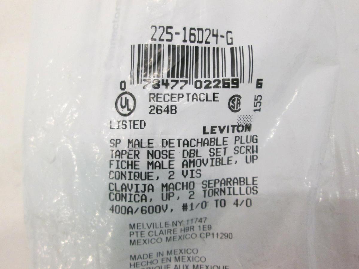 Used Leviton, 225-16D24-G, SP Male Detachable Plug Taper Nose, Receptacle, New