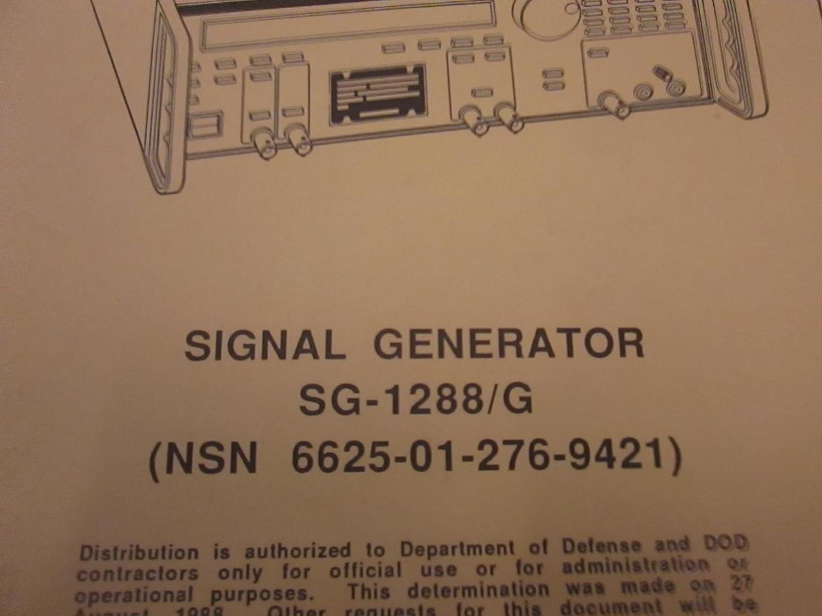 Used Signal Generator SG-1288/G Technical Operator and Unit Maintenance Manual, Used