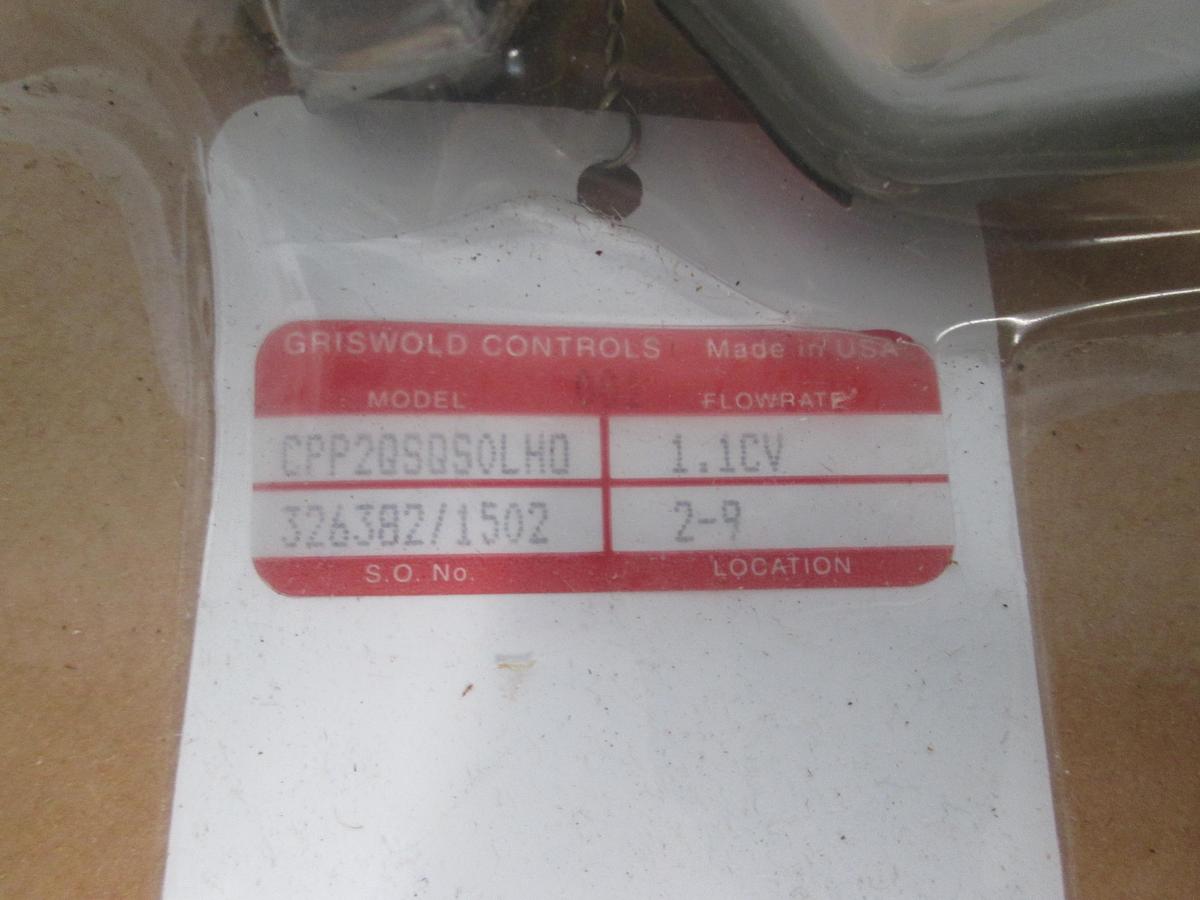 Griswold Controls CPP2QSQSOLHO HVAC Hydronic Coil Piping Valve Package 1.1 CV