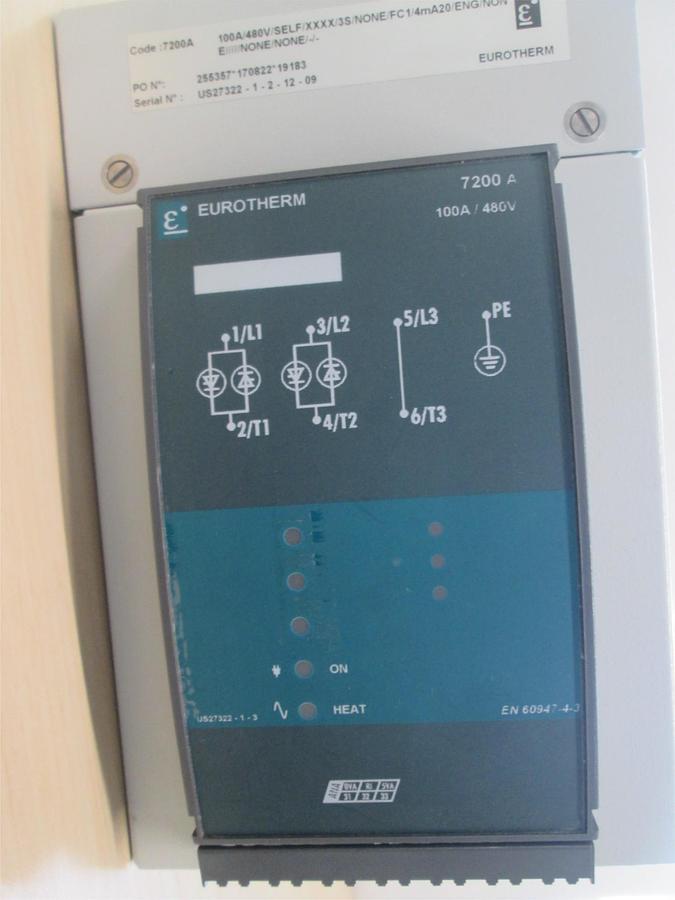 Used Eurotherm, 7200A, Smart Controller w/ Enclosure and Heat Sink, 100A/480V, Used