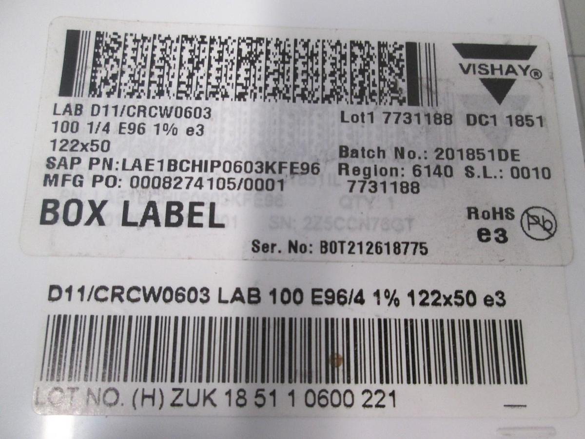 Used Vishay, D11/CRCW0603, Resistor Chip Kit, New