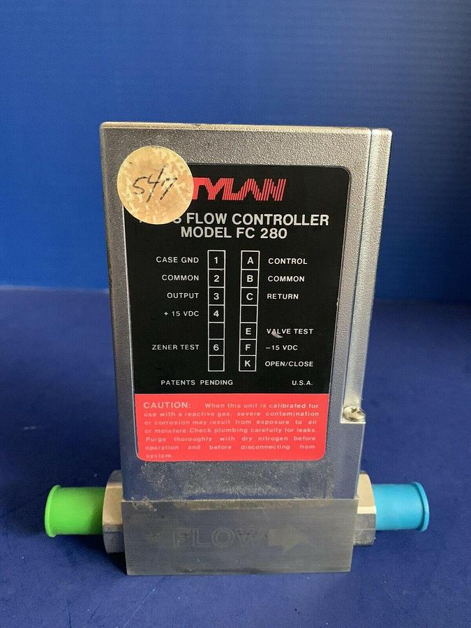 Used Tylan FC-280 Mass Flow Controller, 3000 SCCM, N2 / H2, 1/4" MVCR , Used