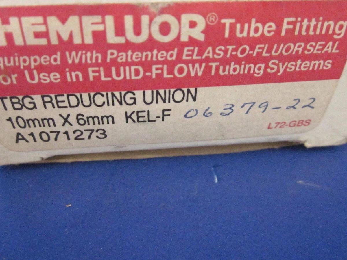 Used Norton Chemfluor Tube Fitting - 10mm x 6mm Reducing Union, Lot of 2