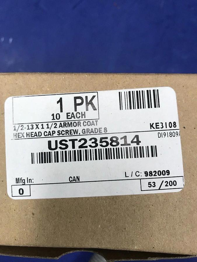 1/2-13 x 3" Armor Coat Head Cap Screw, Grade 8, UST235820, Box of 10