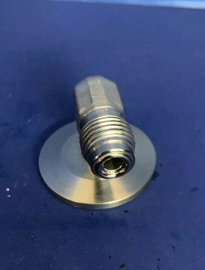 Used SS Vacuum Fitting Adapter, NW25 Flange to 1/4" MVCR w/ 90 Elbow, Lot of 2