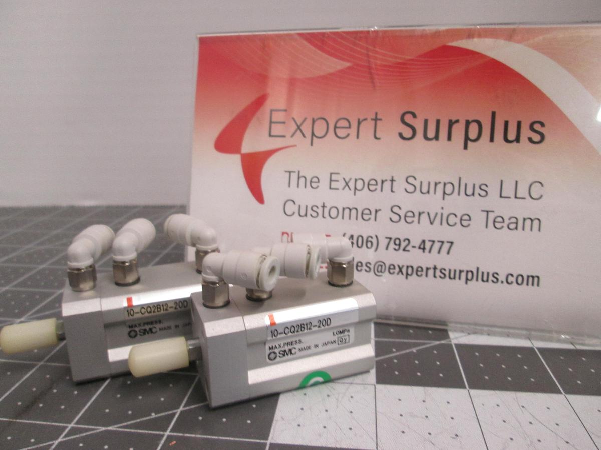 Used Lot of 2 SMC 10-CQ2B12-20D Clean Series Compact Air Cylinder 12mm Bore 20mm