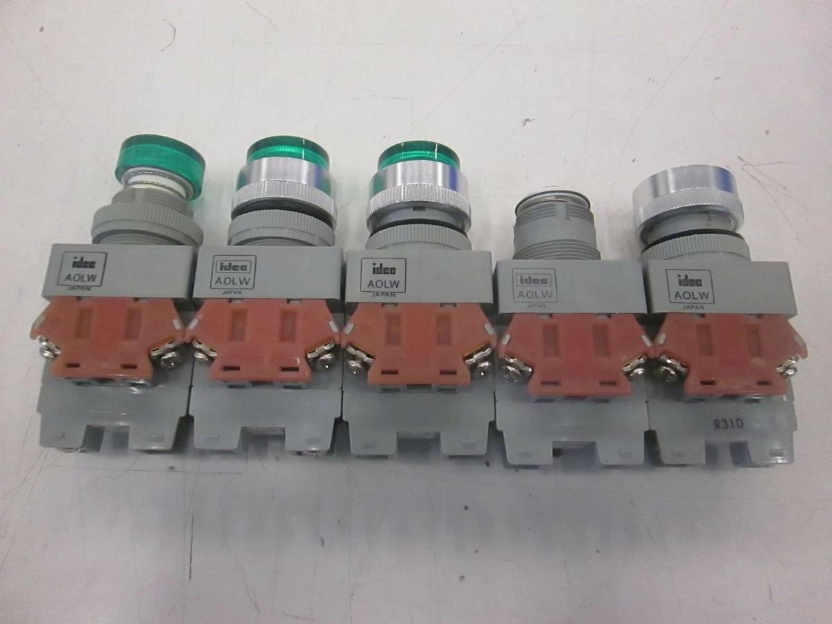 Used Idec, Green Pushbutton Switch, AOLW, Used, Lot of 5