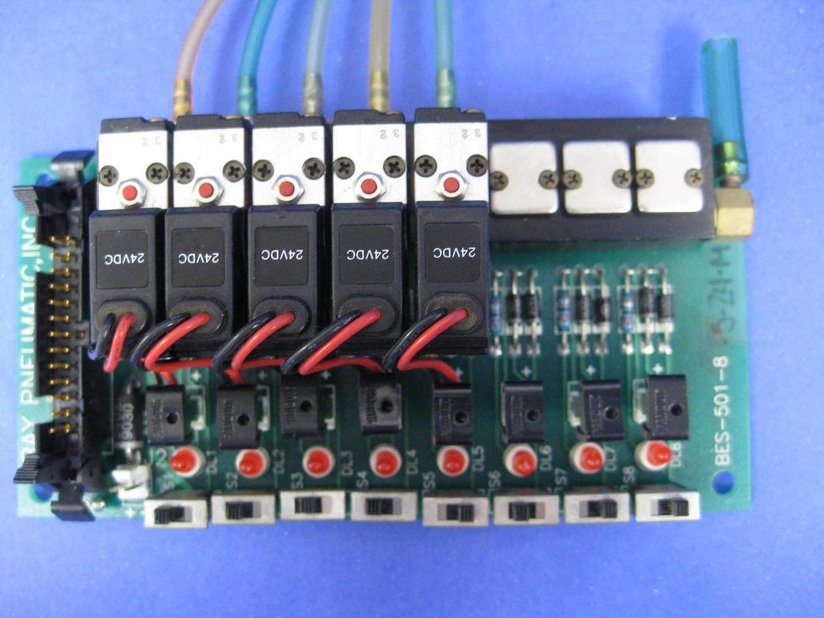 Used Bay Pneumatic Inc BES-501-8 PCB w/ Humphrey HA010E1 Solenoid Valves, Used