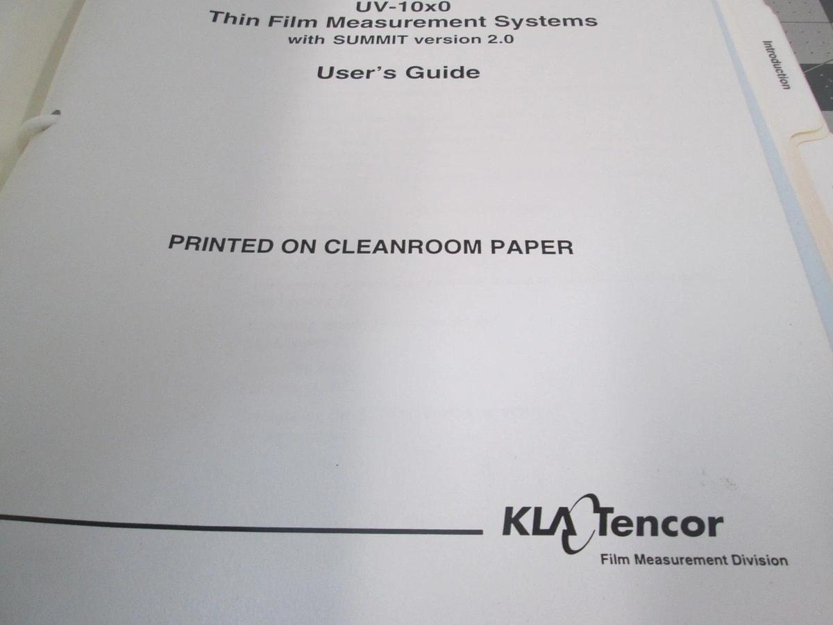 Used Tencor, UV-10x0 Thin Film Measurement Systems w/ Summit Vers 2, User Guide, Used