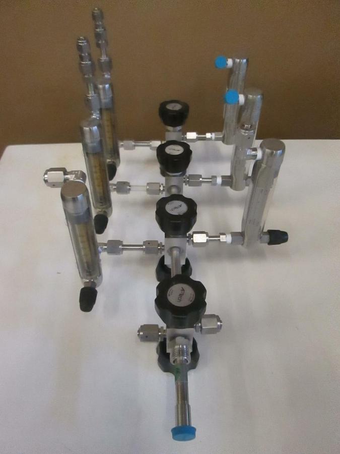 Used Gas System Assy, w/ 6 Gas Meters, 24D143SSXX2, 4 Diaphragm Valve AP3600SM, Used