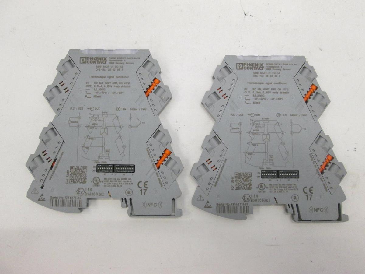 Used Phoenix Contact, Thermocouple Signal Conditioner, MCR-2-TC-UI, Used, Lot of 2