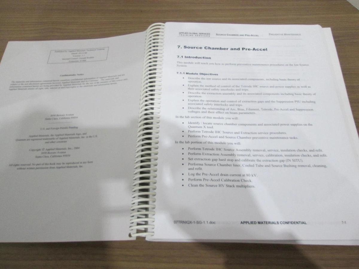 Used AMAT, Implant Quantum X 200/300mm Preventative Maint Student Guide, Used Part 1